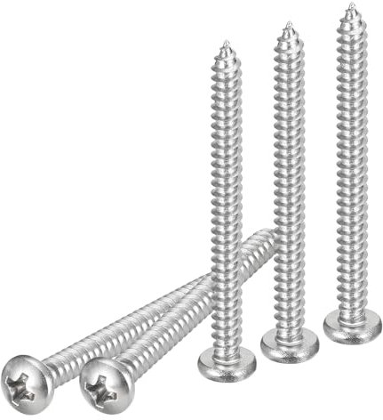 DTGN #8x2 Phillips Pan Head Self-tapping Screw - 50Pack - Bright Finish 304 Stainless Steel Sheet Metal Screws Wood Screws