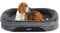 HMTOPE Orthopädisches Hundebett, Hundesofa, Vierseitiges Nackenrolle Kissen, rutschfeste Unterseite Hundekorb, Abnehmbar und Waschbar, Kleine Hunde, Mittelgroße Hunde, 90 x 71 x 15 cm, Dunkelgrau