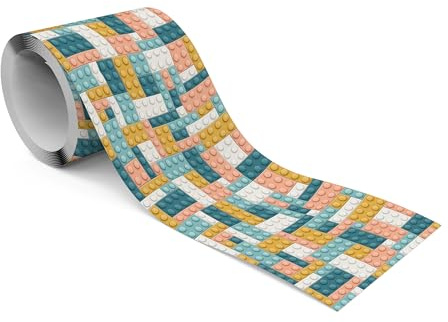 Muralo Bordüre Selbstklebend Pastellfarbene Bausteine - 10x300 cm | Tapetenbordüre, Modernes Design, UV-beständig, halbmatt, glatt und abriebfest - ideal für das Kinderzimmer