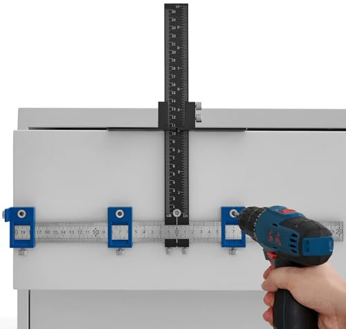 VEVOR Cabinet Hardware Jig, Aluminum Alloy and Stainless Steel Cabinet Handle Jig with Center Punch, Adjustable Cabinet Hardware Template for Installation of Door Drawer Front Knobs Handles and Pulls