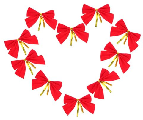 Tofficu 20 STK Dekorband Weihnachts Party weihnachtsbaumdeko Schleifen Weihnachtsschleife Mini-Bögen Weihnachtsdekorationen Christbaumschmuck dekoratives Glitzerband Weihnachtsband rot