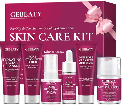 Women Teens Skin Care Set, 6 PCS Skincare Set for Acne Prone & Enlarged Pore Skin W/ Korean Salicylic Acid ,Anti-Allergy ,Deep Clean, Hydrating, Calming, Unclog & Minimize Pores for All Skin Types