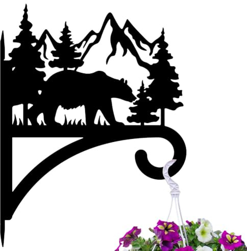 peacoblue Eisen-Pflanzenaufhänger-Haken für draußen und drinnen, zum Aufhängen von Pflanzen, Blumen, Farnen, Töpfen, Laternen, Vogelhäuschen, 30,5 x 34,9cm wetterbeständiger Metall-Wandhalter