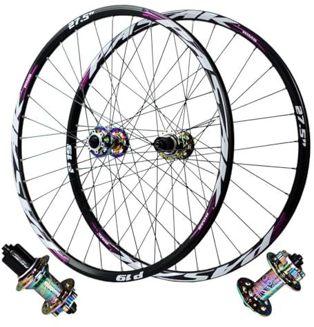 LPYDWZ MTB Fahrrad Laufradsatz 27.5/29 Zoll Aluminiumlegierung Scheibenbremse QR Achse Hybrid/Mountainbike Vorder und Hinterradfelge for 7-12 Geschwindigkeit(Purple,24 inch)