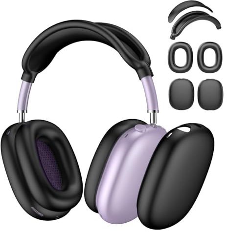 GlasFlength Coque pour Apple Airpods Max, Silicone Souple Protection Housse Casque pour Airpods Max Accessoire Protège Les Écouteurs des Rayures et des Dommages pour Déplacements Sport Fitness (Noir)