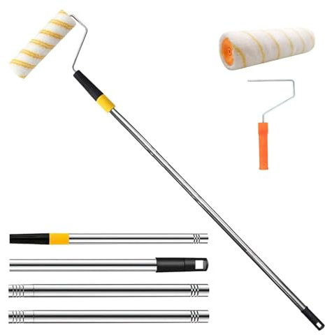 Paint Roller Extension Pole - Extendable Paint Roller | Extender Pole for Painting | with Paint Roller Brush Portable Wall Painting Supplies for Ceiling | Kitchen Cabinets | Crafts | Metal Small Area