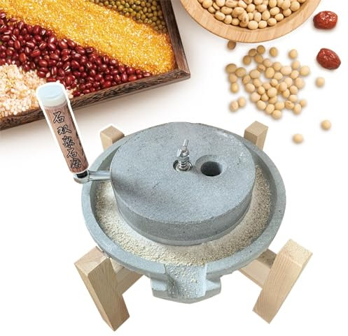 Hand Grain Mill Stone,Hand Grain Mill Stone Grinder Bluestone, Home Kitchen Wet Dry Mill for Wheat Berry Rice Food, Bean Seed Spice Herb Powder Pulverizer