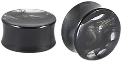 Mesnt Flesh Tunnel Plugs Ohr Piercing Schmuck12mm, 2PCS Acryl Double Flared (Jede kann leicht unterschiedlich Sein) Ohr Tunnel Plug Piercing Schmuck, Schwarz