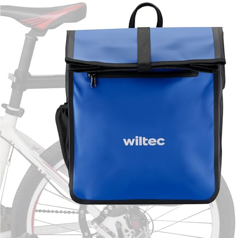 Wiltec Gepäckträgertasche blau, Fahrradtasche Gepäckträger 22 l Stauraum, wasserresistente Fahrrad Tasche, Gepäcktasche leichte Handhabung