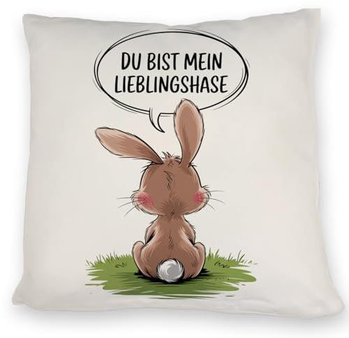 speecheese Du bist Mein Lieblingshase Kissen Romantisches DekoKissen mit Spruch - Valentins- und Ostergeschenk