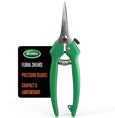 Scotts Straight Tip Floral Shears - Ultra Sharp Lightweight Gardening Scissors - Hand Pruner Pruning Shear for Flowers, Herbs, Roses and Indoor Plants
