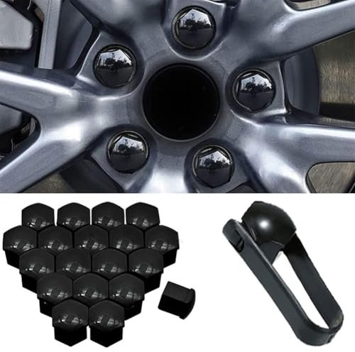 LJWAN 20 Stück Radschraubenkappen für Opel Astra J 2009-2015, Radschrauben Kappen Radmutterabdeckungen Radmutter Abdeckungen Radbolzen Außenschutz,Black-17mm