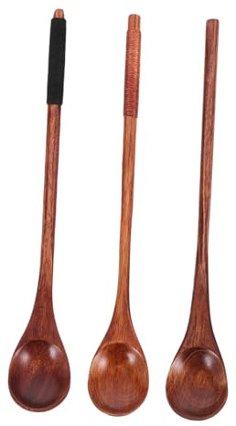 Gatuida 3piezas Cuchara De Café De Madera Cucharas Pequeñas De Madera Mango Para Té Postre Para Té Vintage