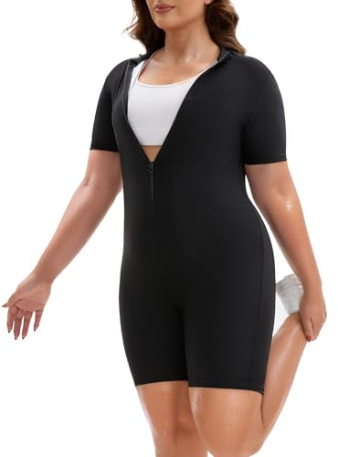 FESTYLES Traje de sauna para mujer, traje de entrenamiento de cintura para entrenamiento de grasa del vientre, traje de sudor de cuerpo completo, talla M