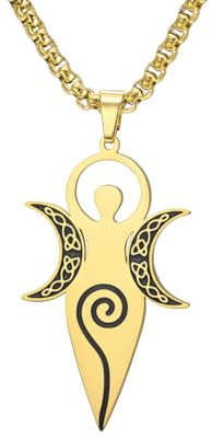 EUEAVAN Collana con pendente a spirale della dea celtica della fertilità con tripla luna Amuleto magico pagano wiccan Gioiello religioso Regalo per donne e mamme