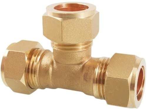 1 pieza de unión de compresión de tubo de latón de 6, 8, 10, 12, 14, 15, 16, 18, 19, 20, 22, 25 y 28 mm, conector en T de 3 vías for agua, gas y aceite(20mm)