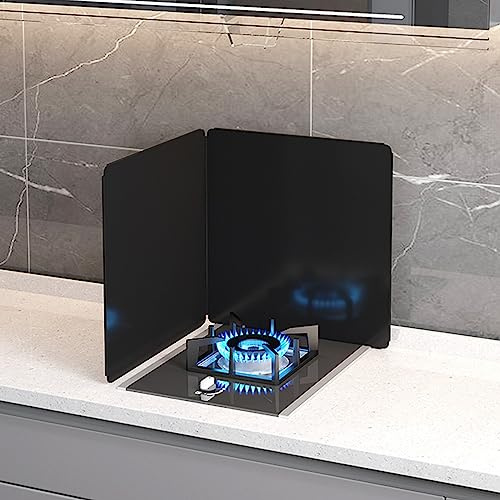 Protection contre les éclaboussures de cuisinière Grille anti-éclaboussures de graisse en acier au carbone noir, plusieurs tailles, 2 côtés, 3 côtés, 4 côtés(2 sides 45x40cm)