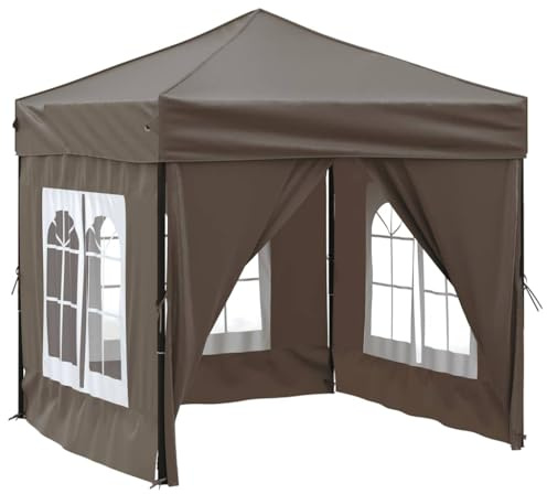 Tonnelle de Jardin Pliable, Tente de Réception Pavillon Barnum de Jardin avec parois Taupe 2x2 m