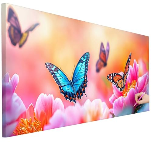 Diamond Painting Grande 200x80cm Diamond Painting Flores Cuadro Diamantes Kit 5D DIY Mariposa Pintura de Diamantes Punto de Cruz Kit Manualidades para Adultos Cristal Art para Regalo Home Decor K-10