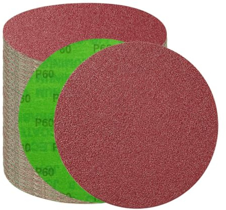 25 Pezzi 200mm Carta Vetrata 60 Grana. Carta abrasiva Hook and Loop 200 mm, Rotonda Non Poroso Dischi Abrasivi per Levigatrice Orbitale | Per materiali in legno, truciolato, metallo, legno