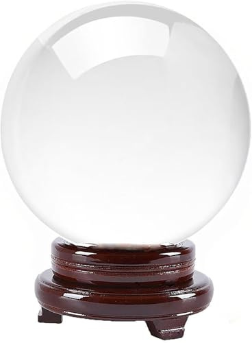 Generico Palla di Cristallo K9, Palla di Cristallo Trasparente con Base in Legno per Meditazione con Sfera Lente, Divinazione, Guarigione, Fotografia, Sfera di Guarigione,130mm=5.11inch