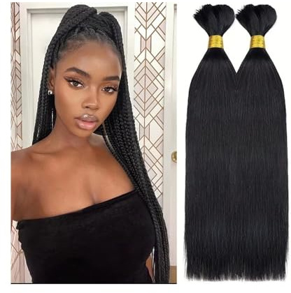 Sans nœuds Cheveux humains raides en vrac for tressage, sans trame, 100 g/paquet, cheveux brésiliens vierges non traités(18inches)