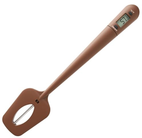 Vilgftyiet Termometro digitale 2 in 1 per cioccolato e spatola per cottura e cottura da -50 °C a 300 °C, ampio raggio d'azione con LCD trasparente, manico in silicone alimentare, compatibile con