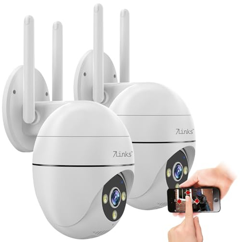 7links WiFi Outdoor Kamera: 2er-Set WiFi-Pan-Tilt-Outdoorkamera, 2K-Auflösung, Tracking, IP65 (Überwachungskamera mit Nachtsicht, Überwachungskamera außen drehbar, IP)