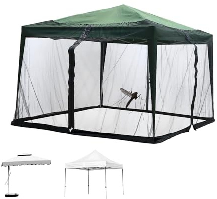 Zanzariera per Ombrellone da Giardino, rete antizanzare per ombrellone, 3 x 3 m Zanzariere per Gazebo Esterno con Cerniera per Protezione Dagli insetti (Nero)