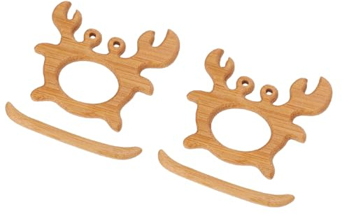 Ycauty Broche en Forme de Crabe en Bois, élégante, Couleur Naturelle, Fabriquée à la Main pour Robe, Pull, Femmes et Filles, 2 Pièces