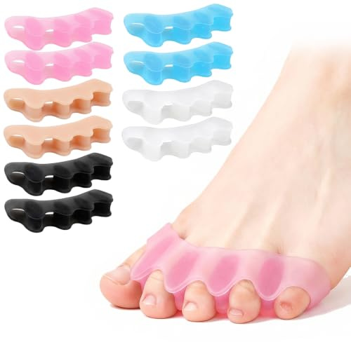 5 Paires Séparateur Orteil en Silicone, Écarteur Orteil pour Hallux Valgus et Chevauchement, Correcteur d'Orteils Souple pour Homme et Femme, Soulagement des Douleurs Pieds, 5 Couleurs