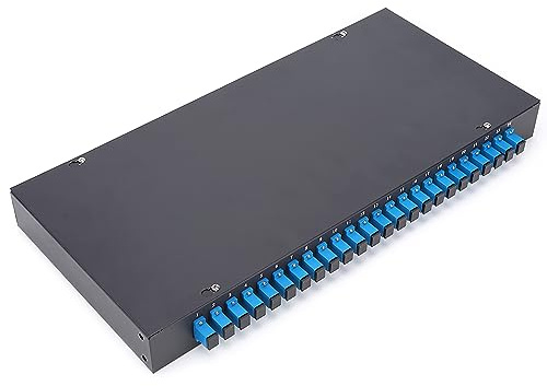 Aolidsive Optic Terminal Box Cold Rolled Steel Fiber Patch Panel 24 Port SC Optical Fiber Terminal Box 17.1 X 8 X 1.7 in for Wall Rack Groove Network Cable Management