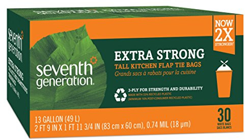 Seventh Generation Tall Kitchen Trash Bags, 13 gal, 30 Bags
