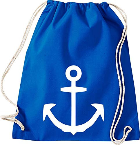 Shirtinstyle Turnbeutel Anker, Heimat, Urlaub, Segeln, Wassersport, Farbe royal