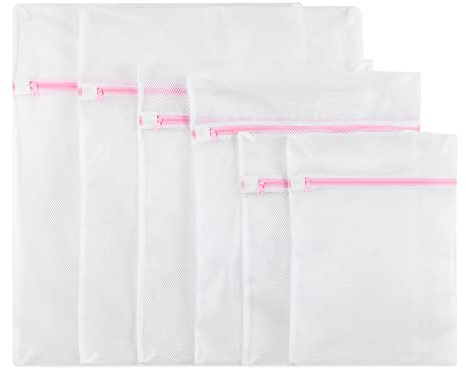 GoFriend Set of 6 Mesh Laundry Bags, Reusable Mesh Zippered Laundry Washing Bags Large Mesh and Fine Mesh for Machine Washing Lingerie, Tights, Socks and Underwear
