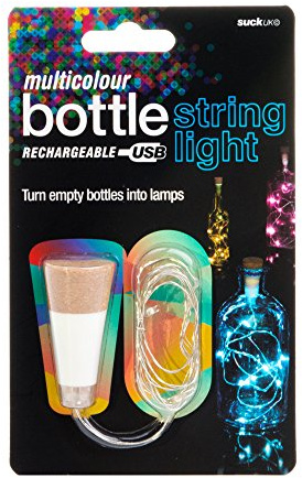 Suck UK Rechargeable Cork LED Bottle Lights | USB Multi Colour String Lights for Wine Bottles & Jars Mood | Unique Home Decor | Recycle Empty Bottles to Party Lights | Novelty Gift for Light Lovers