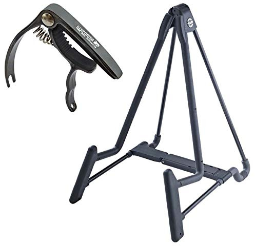 K&M 17581 Heli Gitarrenständer + keepdrum Kapodaster Schwarz