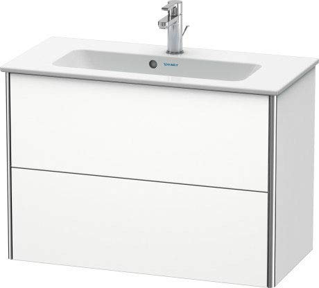 Duravit XSquare Waschtischunterbau Compact wandhängend 81,0x38,8 cm, 2 Schubkästen, für Waschtisch ME by Starck 234283, Farbe (Front/Korpus): Weiß Hochglanz Lack - XS416608585