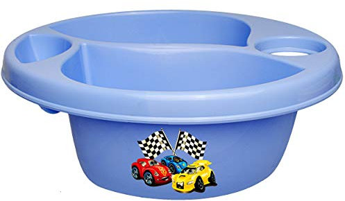 alles-meine.de GmbH 3 Kammer - Schüssel/Waschschüssel/Kinderwaschbecken - blau Auto - Rennwagen Bieco - mit Seifenablage - Organizer - Reinigungsmittel Aufbewahrungsbox ..