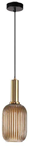 MZStech Moderner Kronleuchter, Bernsteinglas Pendelleuchte mit goldener Kupfer Pendelleuchte Hängelampe