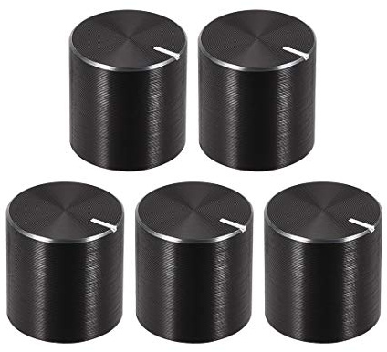sourcing map 5Stk. Potentiometer Knopf Rändelwelle 13mmx13mm schwarz | Aluminium glatte Oberfläche Drehknopf Volumen Regelknopf