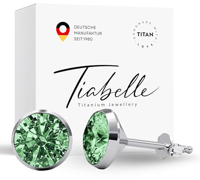 TIABELLE – Ohrstecker TRUMPET aus Titan mit funkelnden Zirconia Steinen | Hautverträgliche Ohrringe in zeitlosem Design | Leichter Damen Ohrschmuck für besondere Anlässe, Alltag und als Geschenk