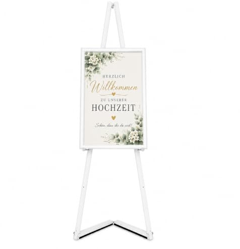 DISPLAY SALES Mobile Staffelei MOBIFLEXX Aluminium 150cm groß - Malständer weiß für Rahmen bis 120 cm - Leinwand Plakate Malstaffelei Atelier Schildständer klappbar