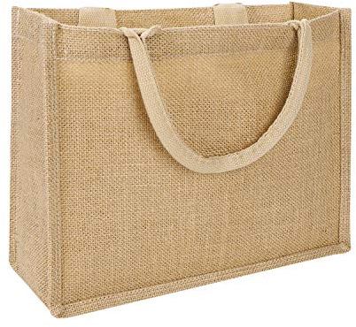 Jute Einkaufsbeutel Jutebeutel Faltbar Tragetasche mit Griffen Wiederverwendbar Jute Shopper Taschen Groß Jutetasche Geschenktüte Lebensmittel Einkaufstasche für Einkaufen Supermarkt Schule