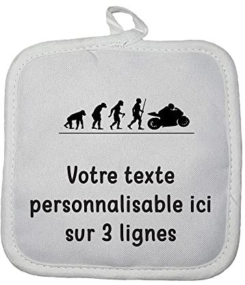 Manique Gant de Cuisine Pictogramme Evolution Moto avec Texte Personnalisable