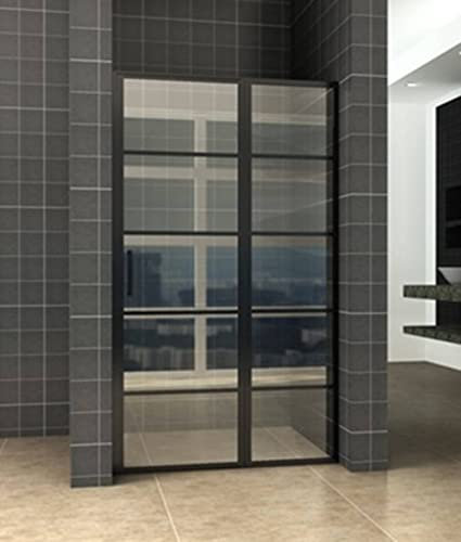 Saqu Industrial Black Duschtür Nischetür 80x200 cm Dusche Duschabtrennung Duschtrennwand Matttschwarz