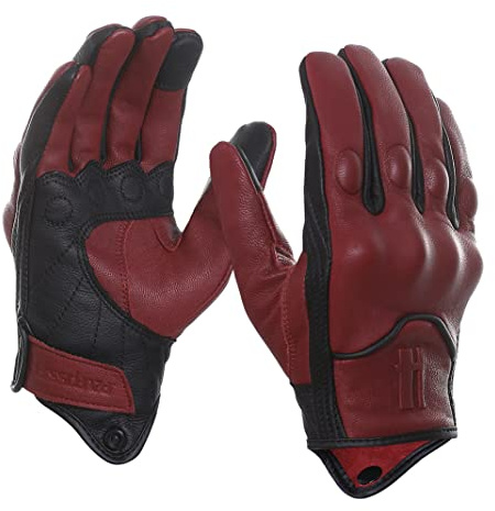 Harssidanzar Guantes Moto Piel Cabra Dedo Completo Táctiles Hombre GM028EU