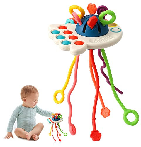 Tbotfip Montessori Silicone Pull String Activity Toy - Sensory and Travel Toy for Babies and Toddlers - Early Development Fine Motor Skills Gift for 18+ Months (NO.688-59)