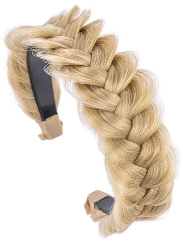 TOECWEGR Hairband Braided Hairpiece Messy Wide 2 Strands Fluffy Braids Wig with Tooth Women Headband Hair Bands