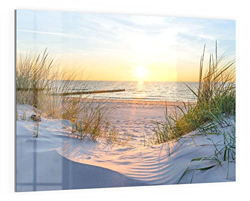 DEQORI Glas-Magnettafel | 120x90 cm groß | Motiv Abendsonne an der Ostsee | Memo-Board aus Glas | Magnetboard inkl. Magnete, Stift & Tuch für Küche & Büro | Tafel magnetisch & beschreibbar
